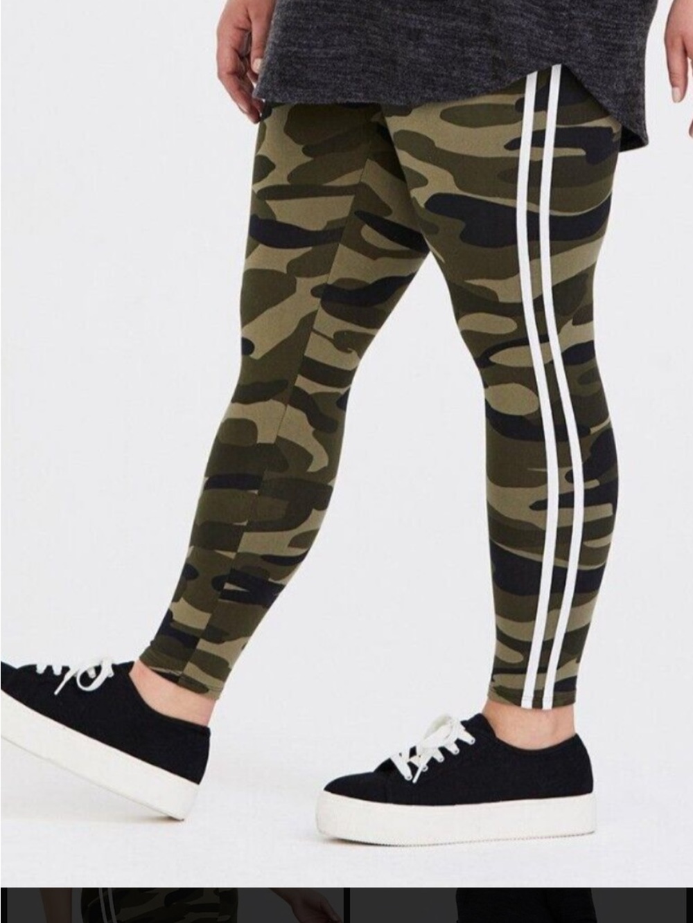 torrid Olive Camo Leggings with White Side Stripes